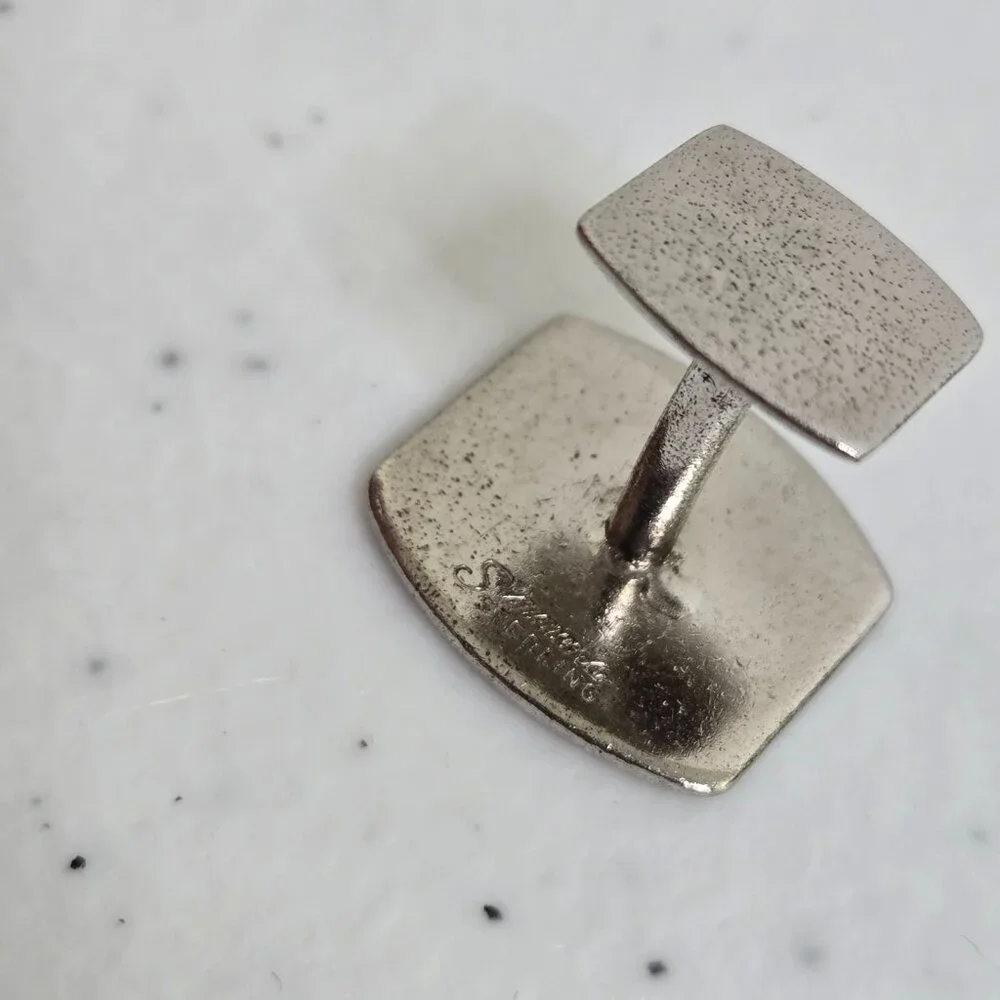 Simmons Cufflinks Sterling Silver Gold Tone Geometric Vintage Rectangle